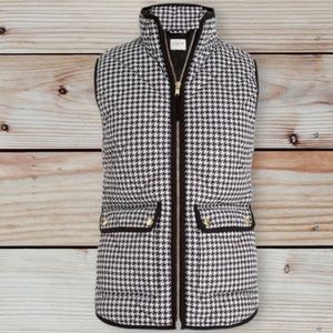 J. Crew houndstooth black white classic fall winter vest S
